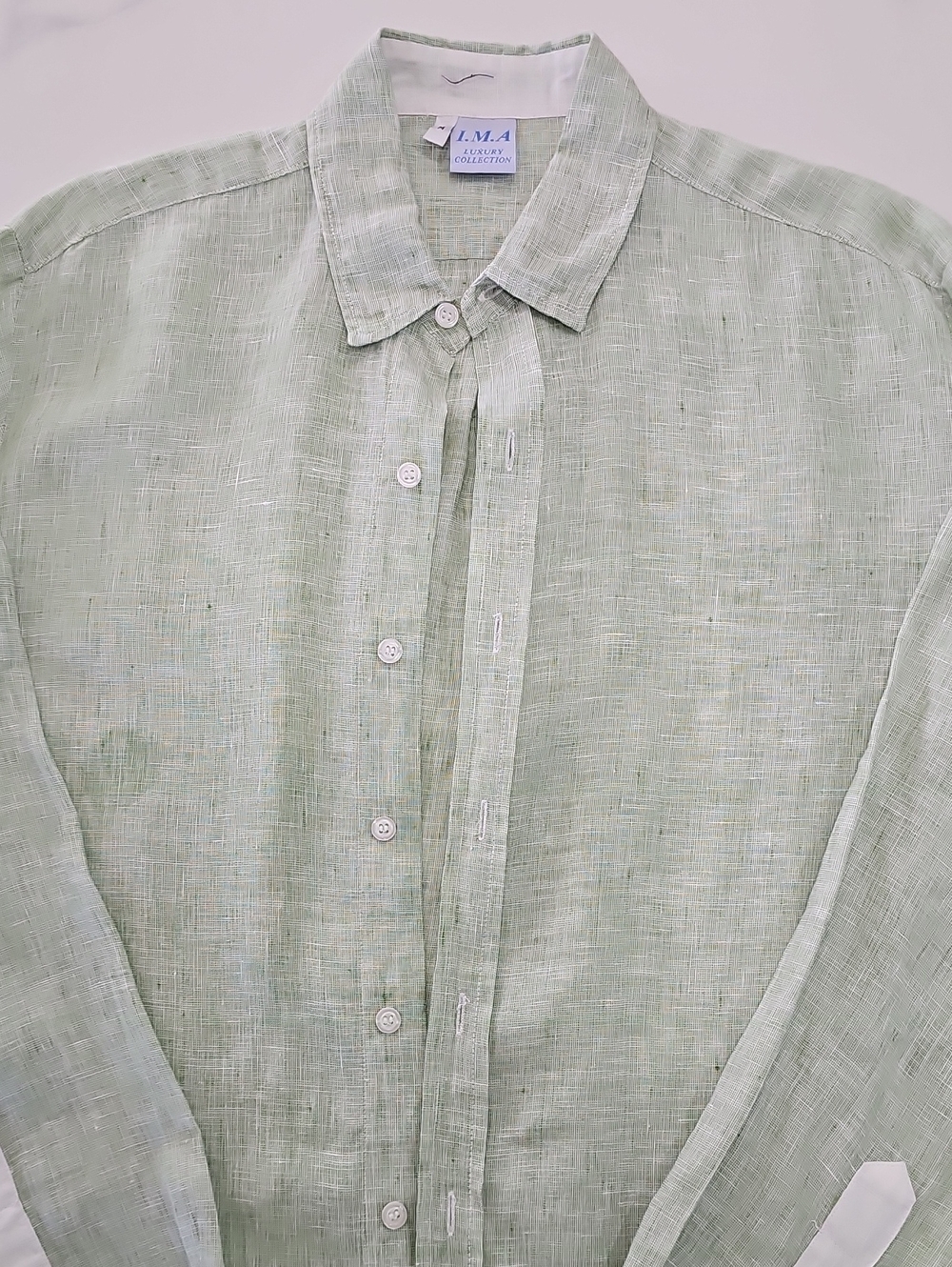 Men's Lightweight Linen Shirt in Sage Green - Med